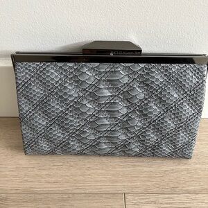 Rachel Zoe Gray Snakeskin Clutch